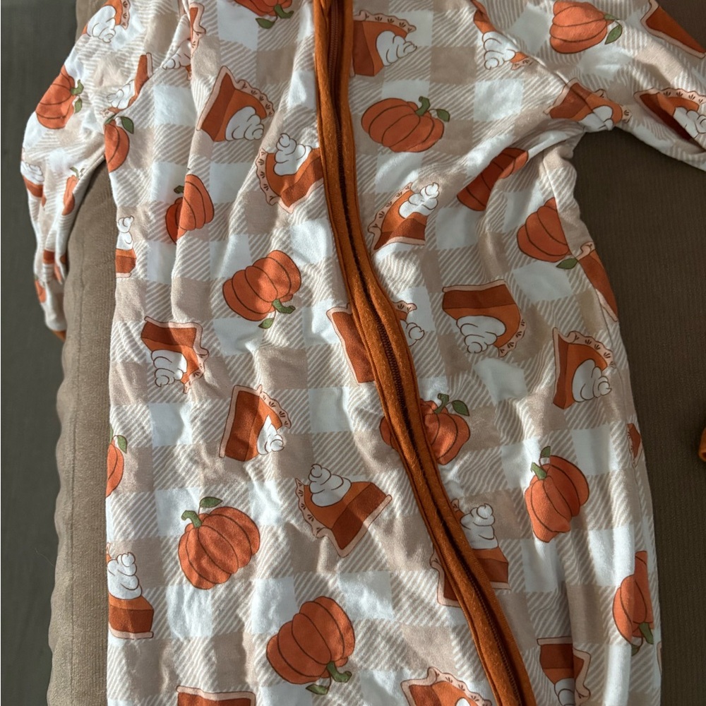 Caden Lane Pumpkin and Plaid Baby Outfit